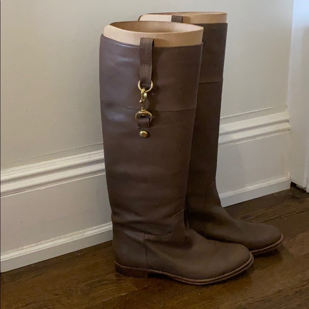 Coach brown long leather boots Sz 36